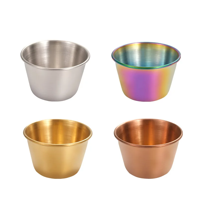 24 PCS Ramekin Stainless Steel Condiment Sauce Cups Dipping Bowl Appetizer Plate Seasoning Dish for Home Restaurant Wholesale XB