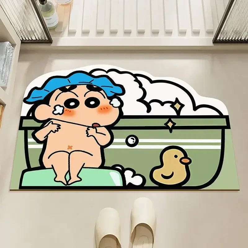 Cartoon Crayon Shin-chan Bathroom Mat Non-slip Absorbent Mat for Bathroom Door, Cartoon Household Diatom Mud Mat, Dirt Resistant