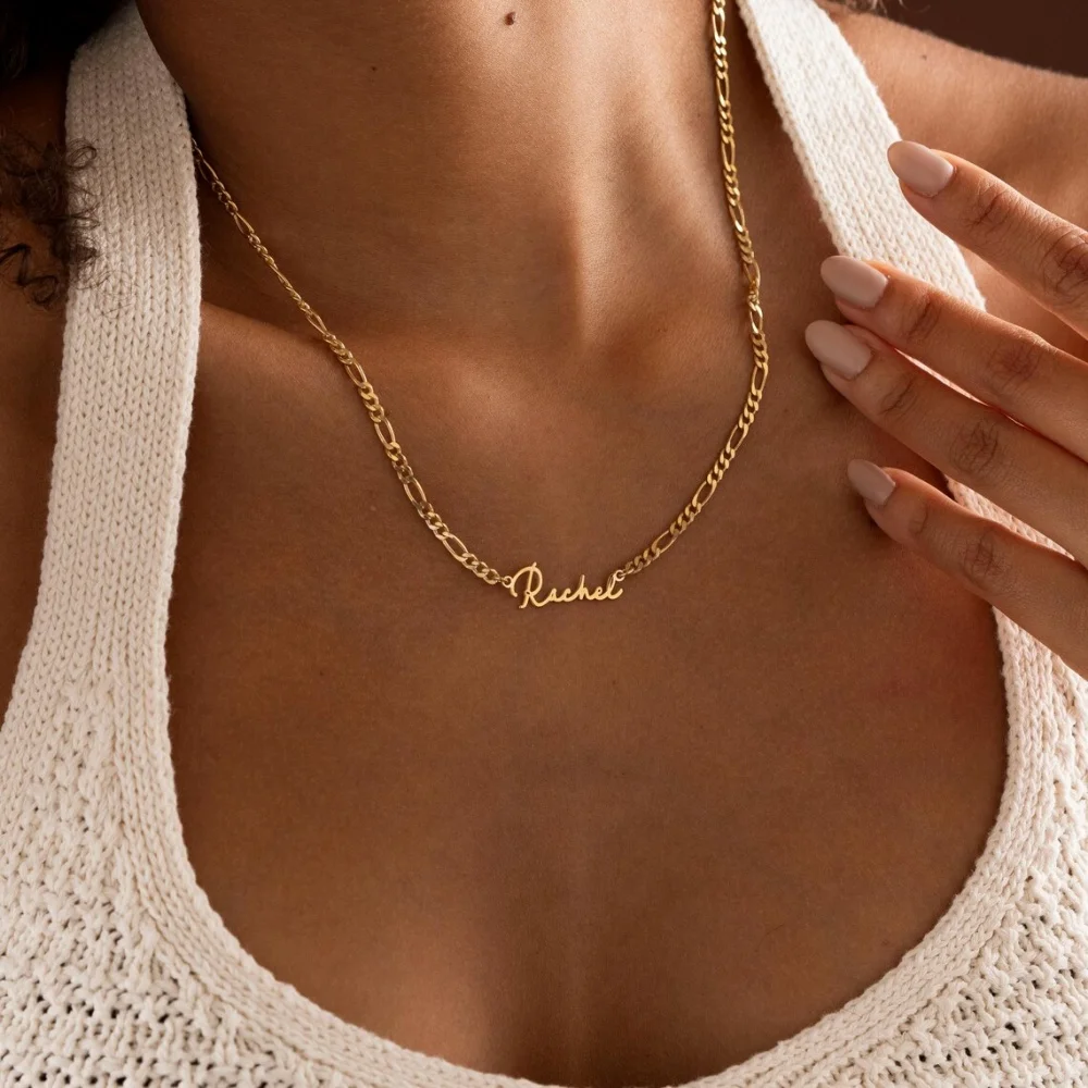 Custom Cursive Name Dainty Necklace Women Girl Jewelry Stainless Steel Personalized Script Nameplate Pendant Necklace BFF Gifts