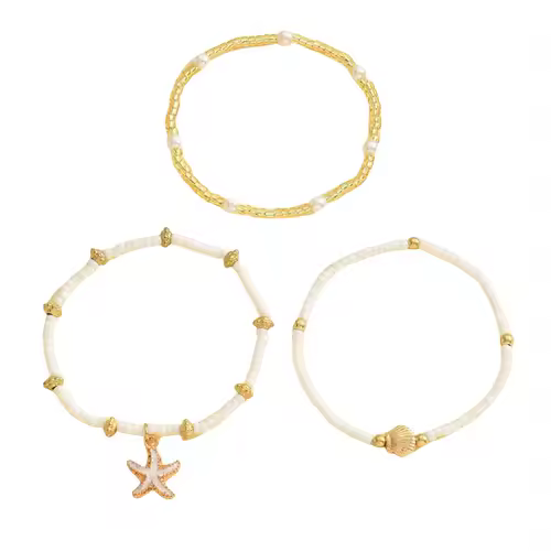 Summer Bohemian Style Starfish Shell Millet Bead Ankle Chain Three-Layer Set Beachy Elegant Foot Jewelry Accessory - Image 3