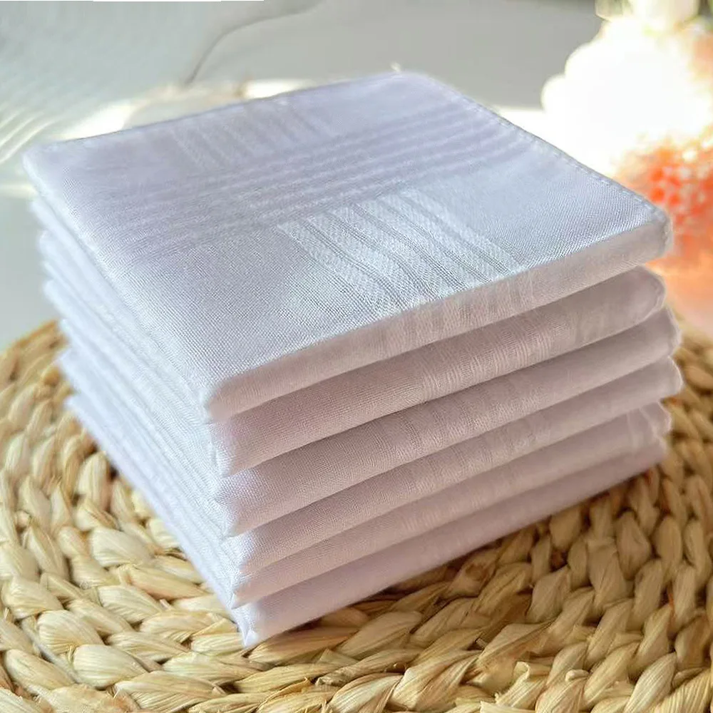 6 Stück Baumwolle, 40 cm, weißes Satin-Taschentuch, weißes quadratisches Handtuch, Herren-Taschentuch aus reiner Baumwolle, weich und elegant, zum Abwischen von Schweiß
