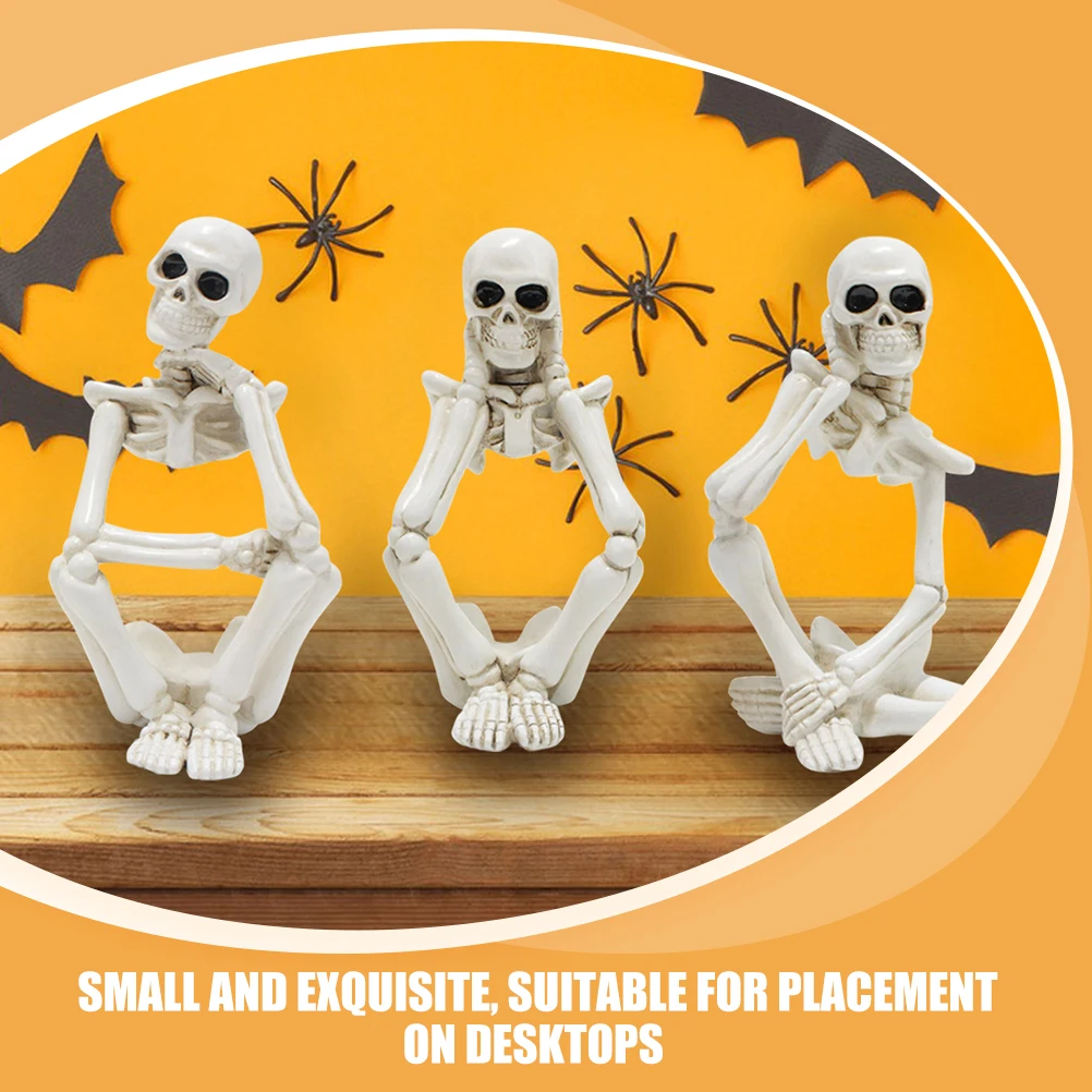 

3 Pcs Thinker Statue Set Vintage Home Decor Desktop Bookshelf nament Resin Resin Statue Halloween