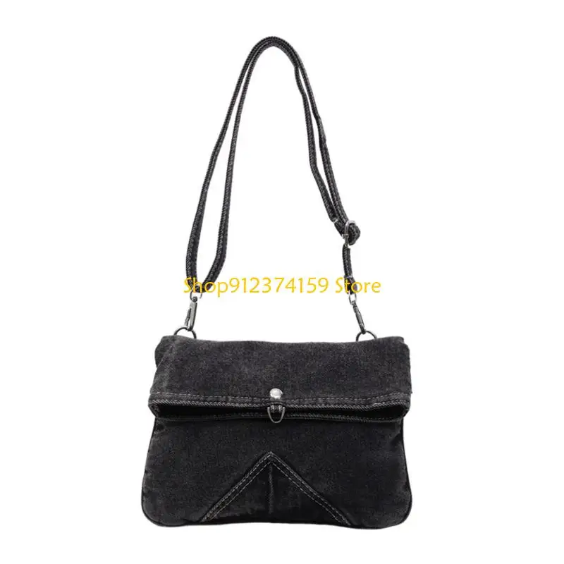 

G5AE Retro Wash Jeans Shoulder Bag Lightweight Breathable Carryall With Organizational Pockets Fashion Accessory