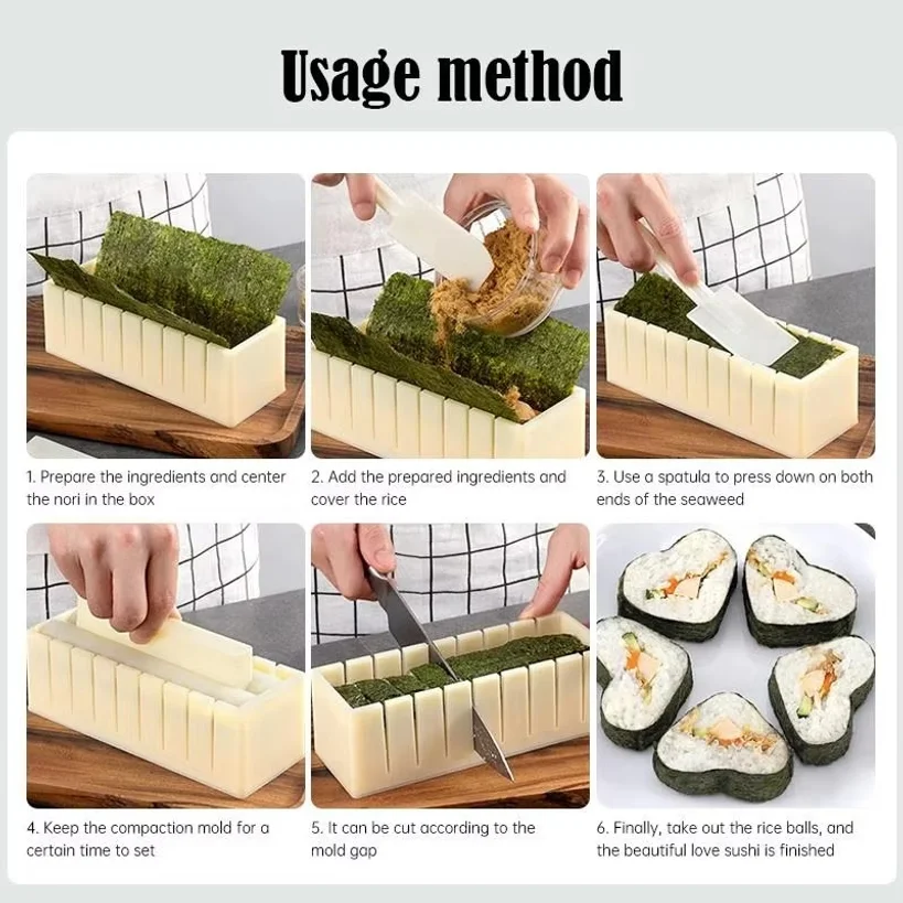 Complete Sushi Making Kit With Various Shape Molds And Sushi Knife Perfect For Home DIY Sushi Party Cooking Lovers