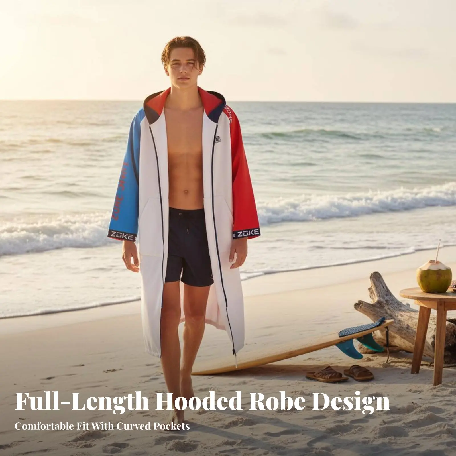 

Adult Youth Hooded Changing Robe, Waterproof Windproof Aquatic Parka, Full Length, Multi-Color