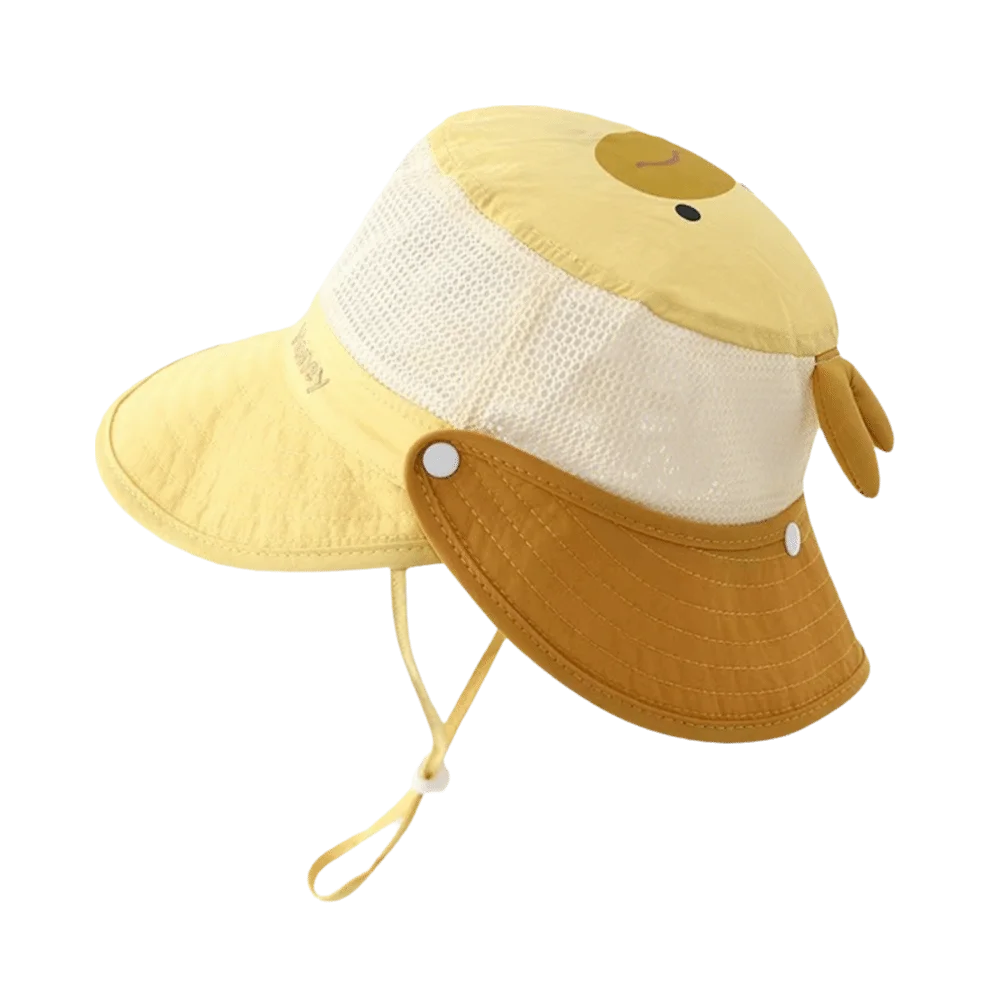 

Quick-dry Cartoon Animal Bucket Hat Mesh Letter Embroidery Summer Kid Sunhat Anti-UV Sun Hat Shading Hat
