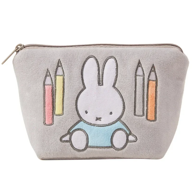 Bolsa de maquiagem de pelúcia Kawaii para meninas, bolsa compacta portátil de pequena escala, linda bolsa de moedas, bordado de anime, Miffy, nova