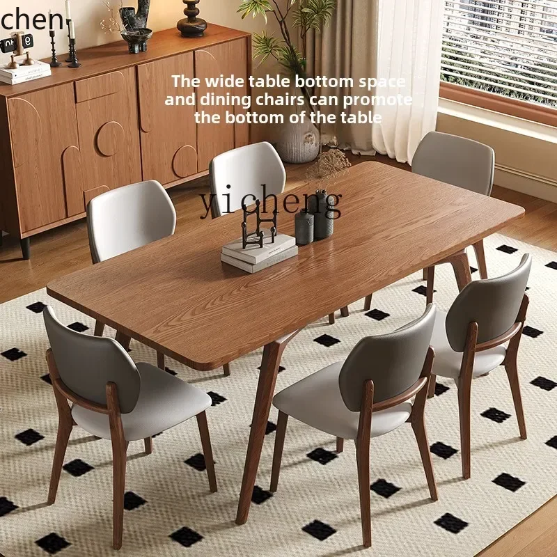 ZMLretro solid wood dining table rectangular medium and ancient style log household dining table ash wood eating table