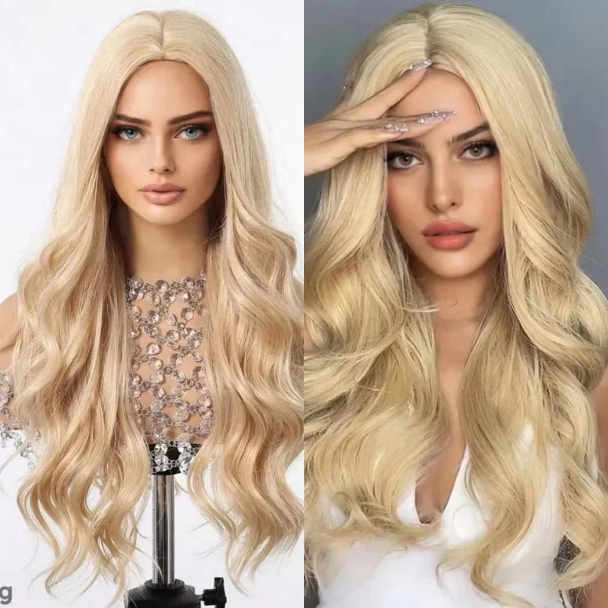 Women’s Wig Long Length Body Wave Wigs Synthetic Wigs Princess Highlight Light Blonde Glueless Ready To Wear Daily Cosplay Wigs