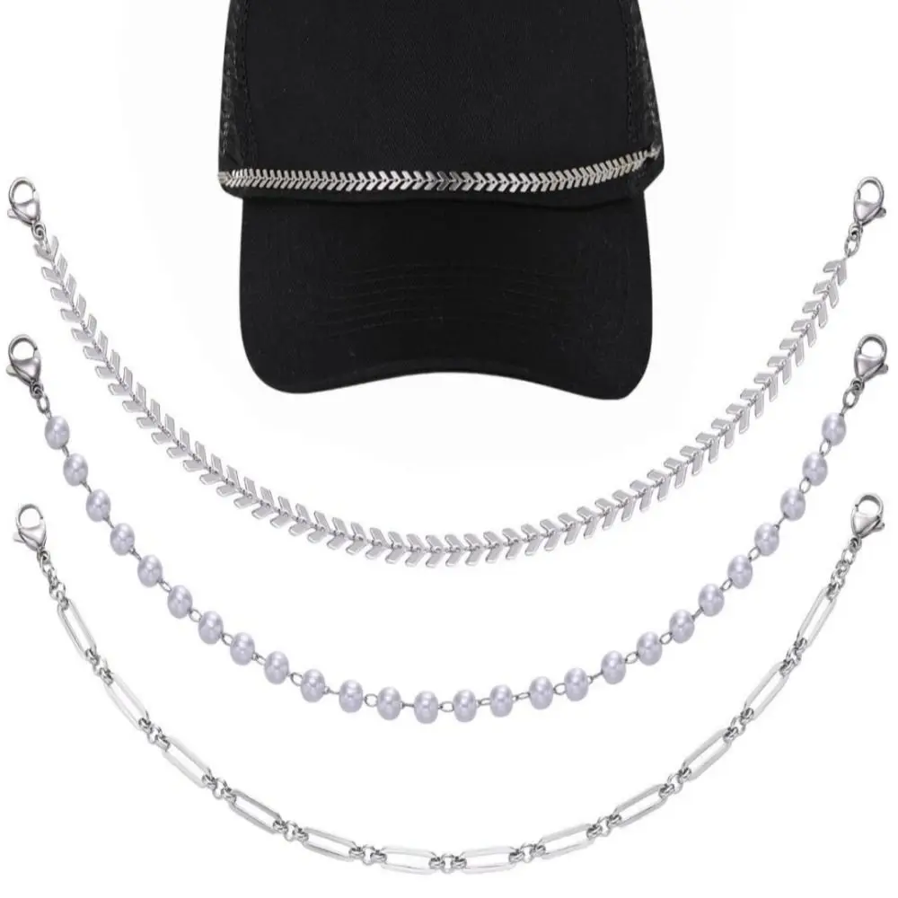 3pcs/Set Pearls Baseball Cap Chain Turquoise DIY Craft Trucker Hat Charm Hat Decoration Accessories Detachable