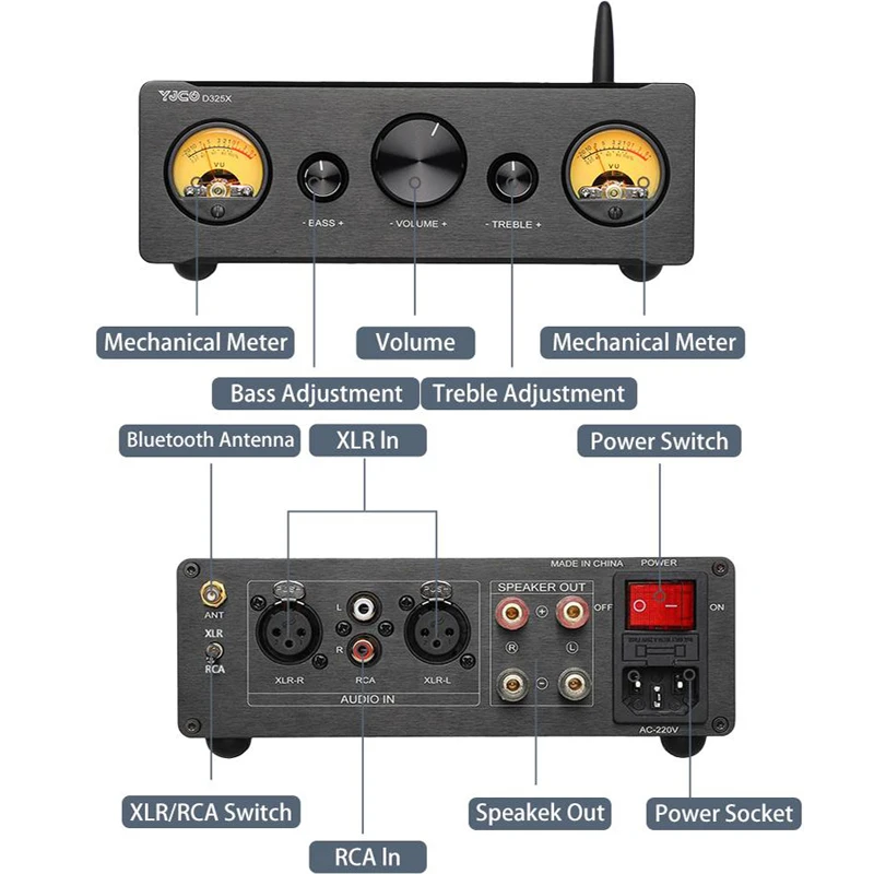 YJCO D325X 300W Digital Power Amplifier 2.0 Stereo Balance Input