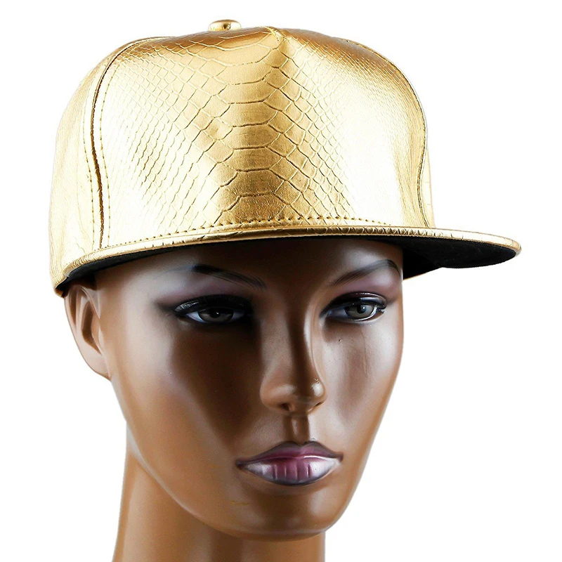 Golden Crocodile Skin Pattern Hip Hop Hat Light Board Leather Unisex Style Fashion -1PCS