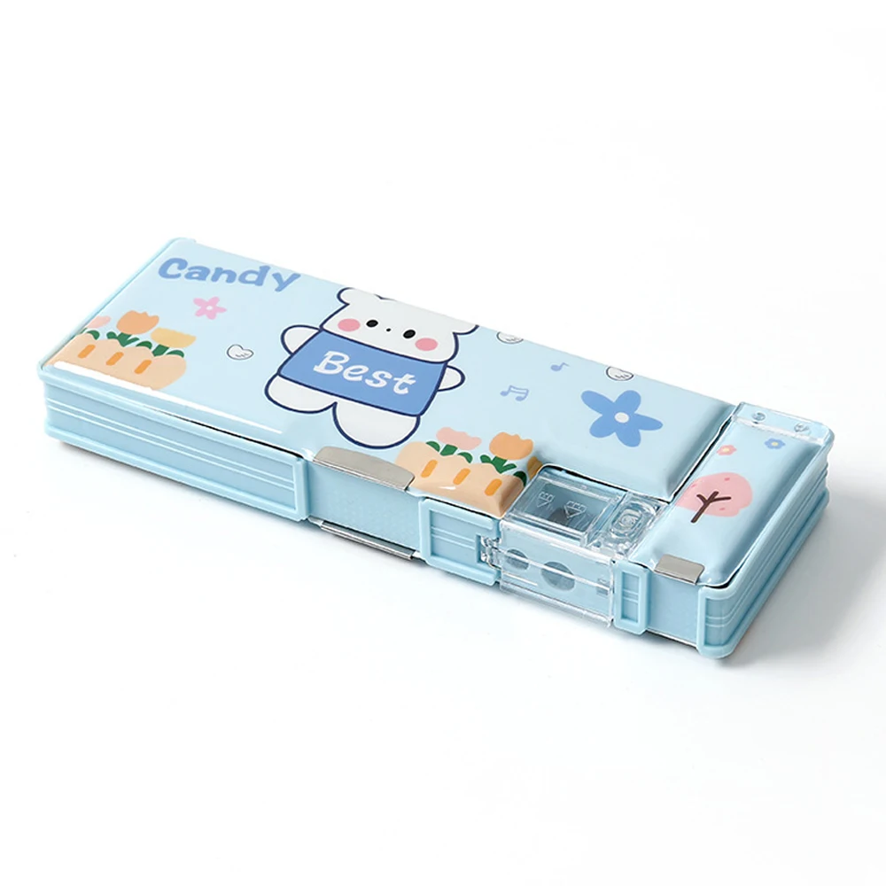 Cartoon Stationery Box with Pencil Sharpener Plastic Pencil Case School Storage Box Kid Cute Pen Case Student Pencil Box Gifts
