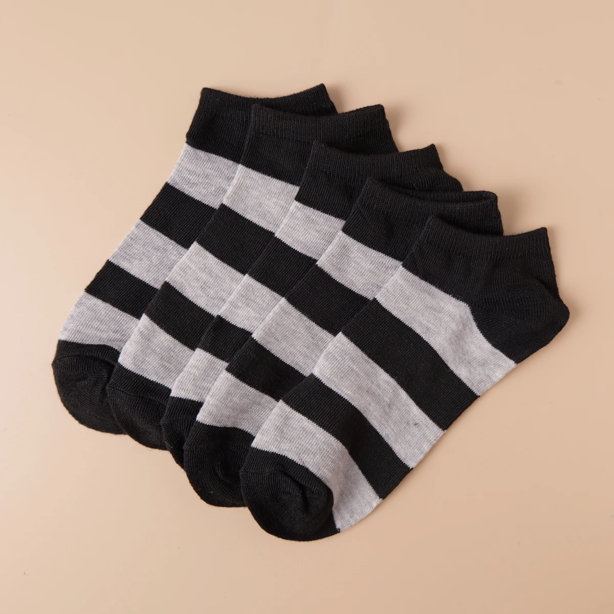 20 par skarpetek unisex – czarno-szare paski, wygodne, oddychające, odprowadzające wilgoć