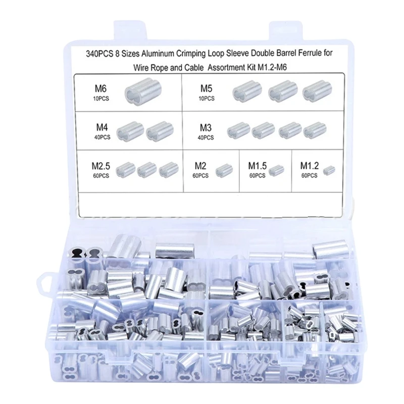 Aluminum Crimping Sleeves Rope Wire Crimps Cable Double Barrels Ferrule Crimping Dropship
