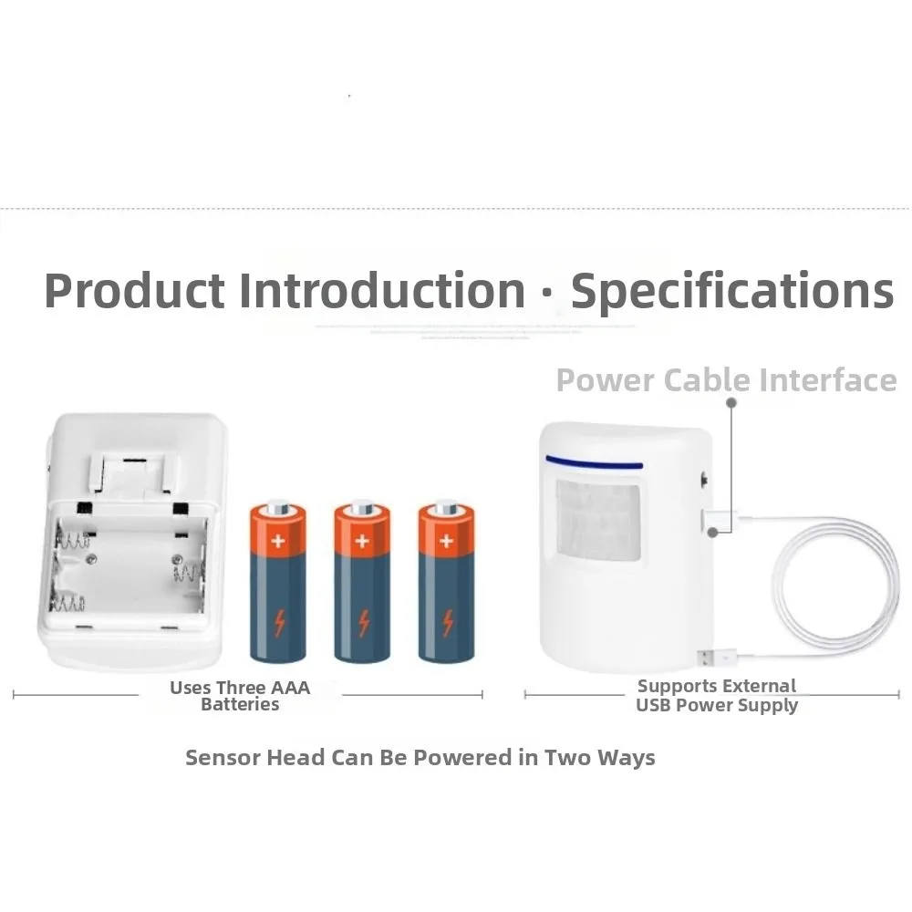 38 campanelli Regolazione del volume del campanello wireless Sensore automatico a infrarossi PIR Gamma di trasmissione a lungo Plug-in Split