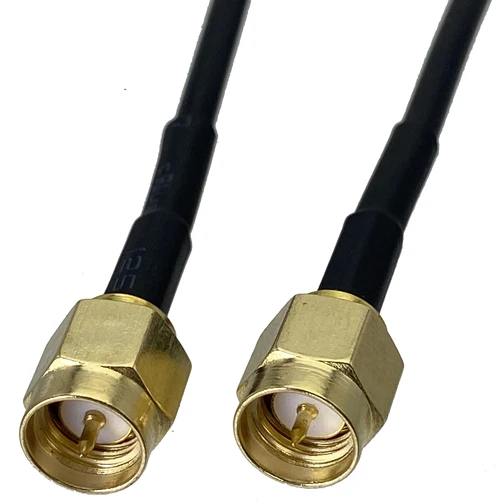 Imagen 2 del producto RG174 SMA a SMA RP SMA macho y conector hembra engarzado conector Coaxial RF de ángulo recto y recto Cable de puente Pigtail 4 pulgadas ~ 3M
