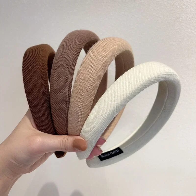 Fashion Padded Headbands For Women Wide Velvet Bezel Hair Band Hair Hoop Girl Sponge Thick Solid Color Hair Accessories Headwear