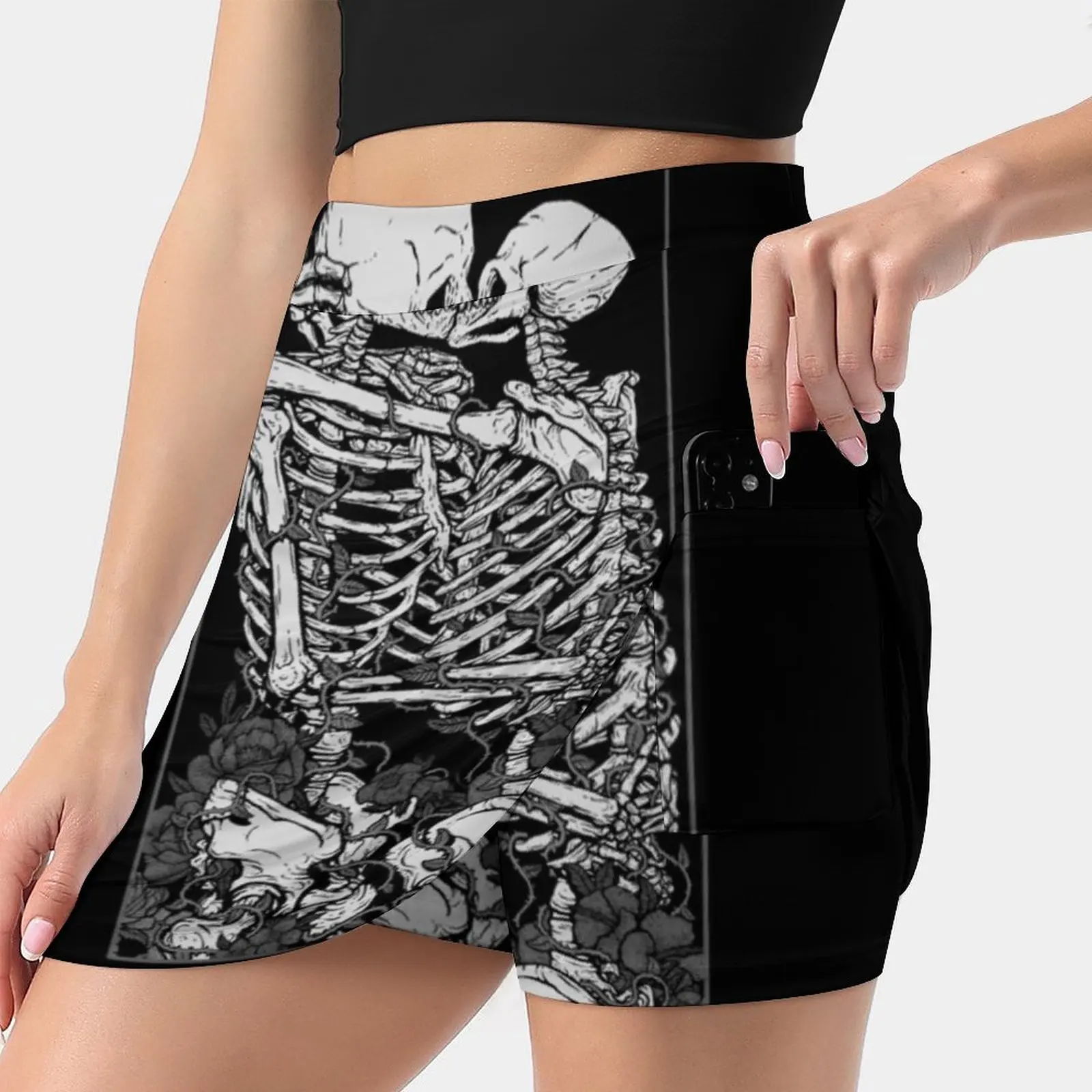 

The Lovers Korean Fashion Skirt Summer Skirts For Women Light Proof Trouser Skirt Love Tarot Skull Flower Skeleton Couple Death