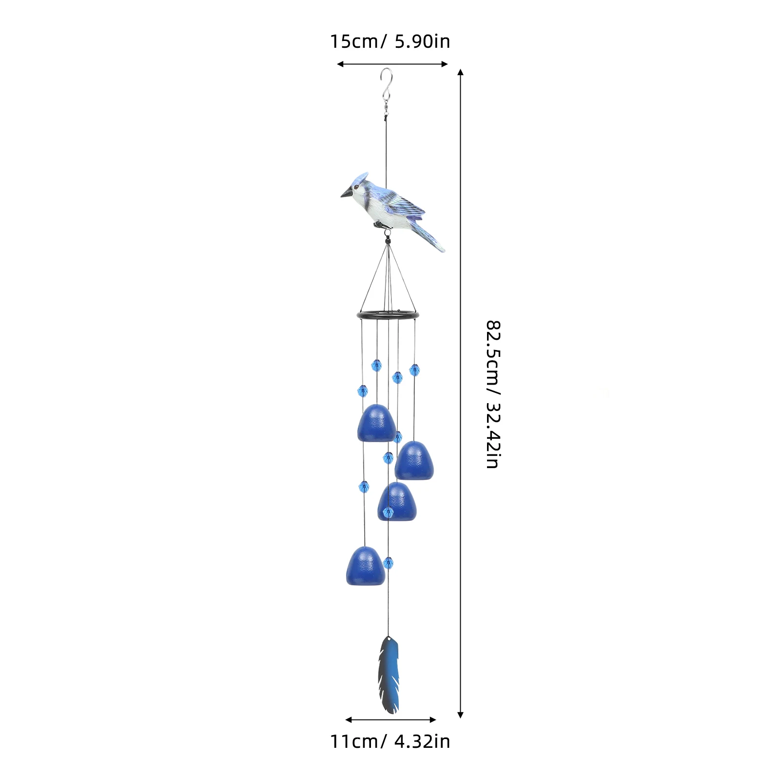 

Animal Wind Chime Resin Hanging Decorative Windchime Pendant Lifelike Bird Design Durable Copper Material