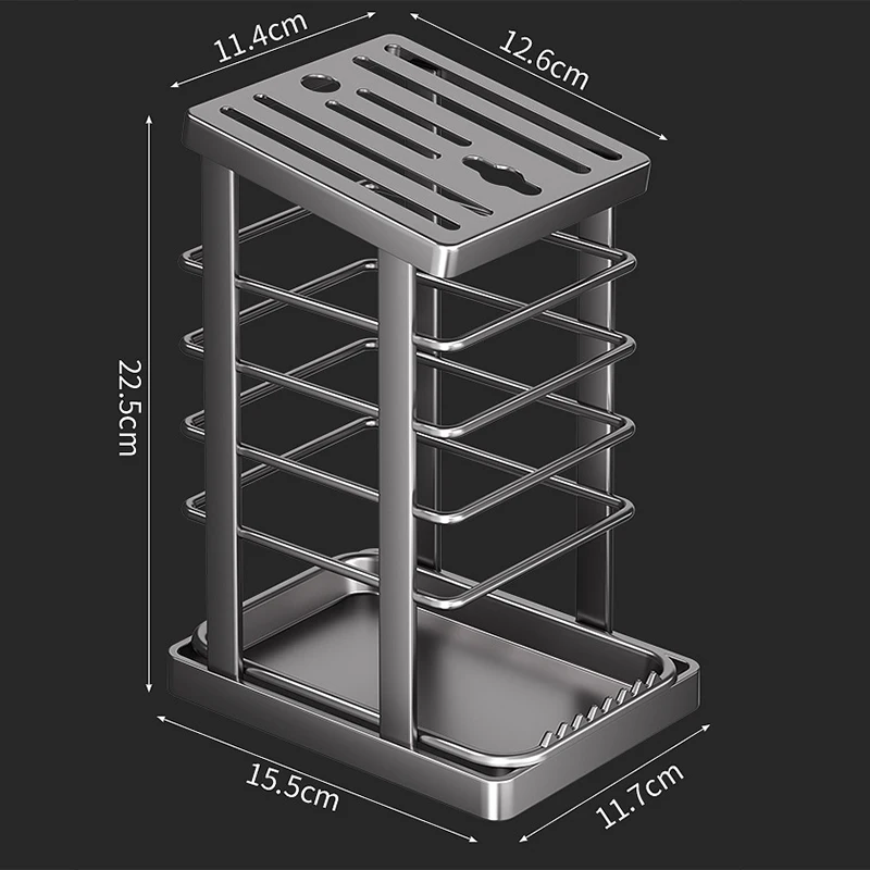 

Premium Countertop Knife Holder with Drain Tray Multi-Function Kitchen Organizer for Knives, Utensils & Dish Drying