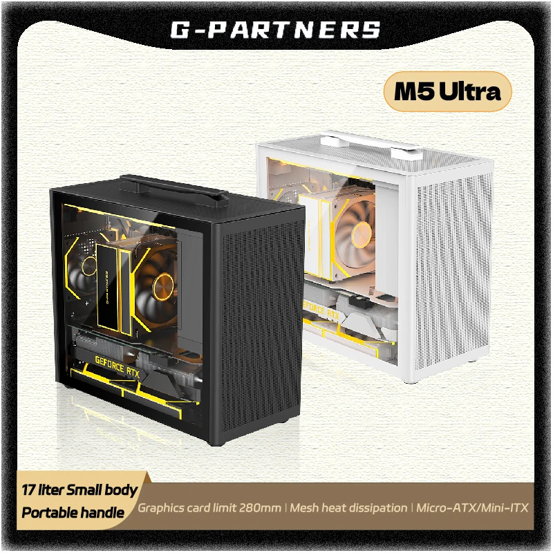 Obudowa PC M5 MATX, płyta główna ITX, zasilacz ATX, obsługa U3, komputer stacjonarny, przenośny, boczna przezroczysta obudowa mini.