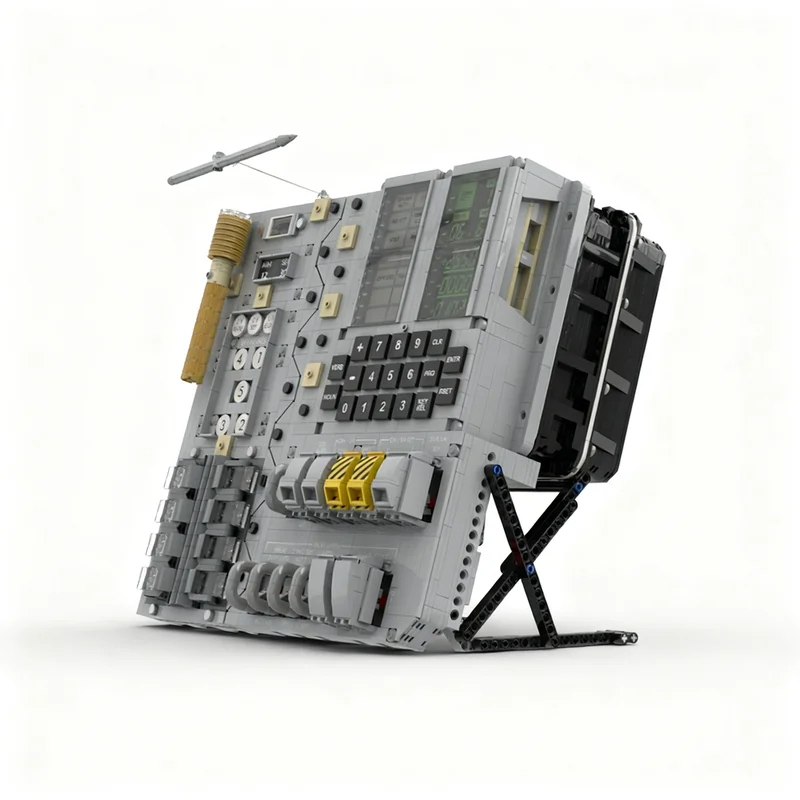 2768PCS MOC Space Exploration Nasa Apollo 13 Command Module Interactive Life Size Main Console Dsky Model Blocks DIY Gift Home