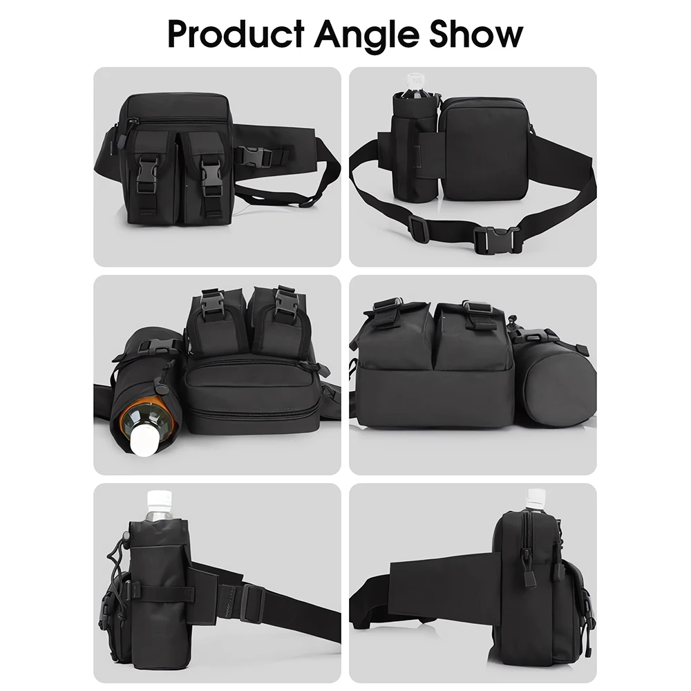 حقيبة خصر تكتيكية مقاومة للماء في الهواء الطلق للرجال ، حزمة حزام الهاتف ، مموهة ، حقيبة زجاجة مياه ، الصيد ، المشي لمسافات طويلة ، التسلق #5