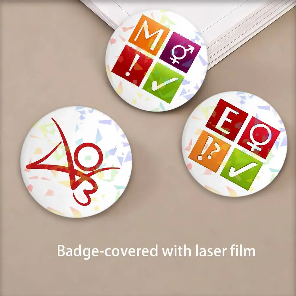 AO3 Round Badge Lapel Pins for Backpacks Briefcase Laser Brooch Clothes Gifts