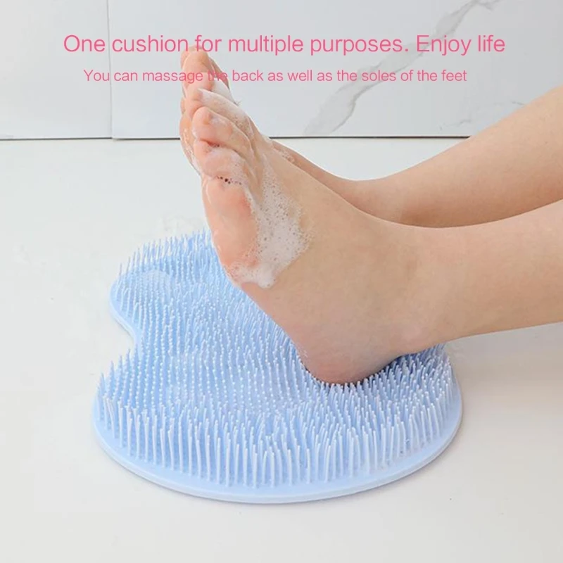 Silicone Rub Back Brush Bathroom Non-slip Wash Pad Shower Massage Mat with Sucker Bath Foot Exfoliating Brush for Women