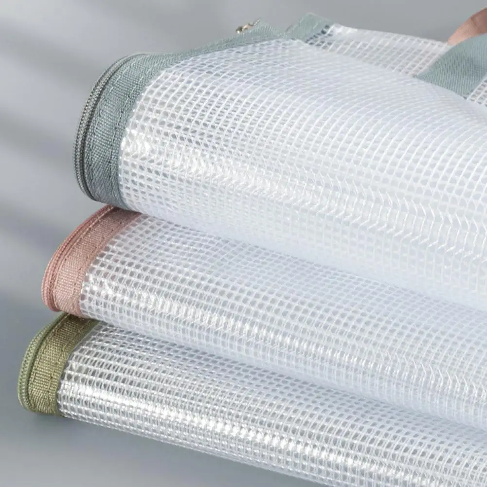 Bolsa de malla de nailon para archivos, bolsa transparente con cremallera y ASA, PVC, impermeable, almacenamiento de documentos, suministros de oficina