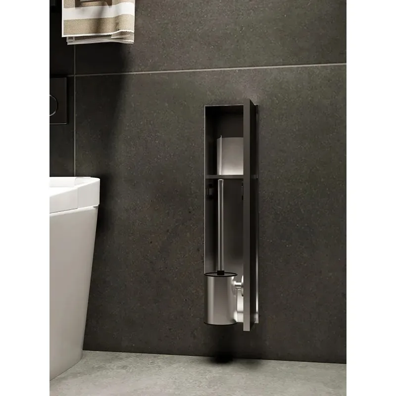 Embedded toilet brush rack stainless steel premium tissue storage custom spray gun wall cabinet wall locker