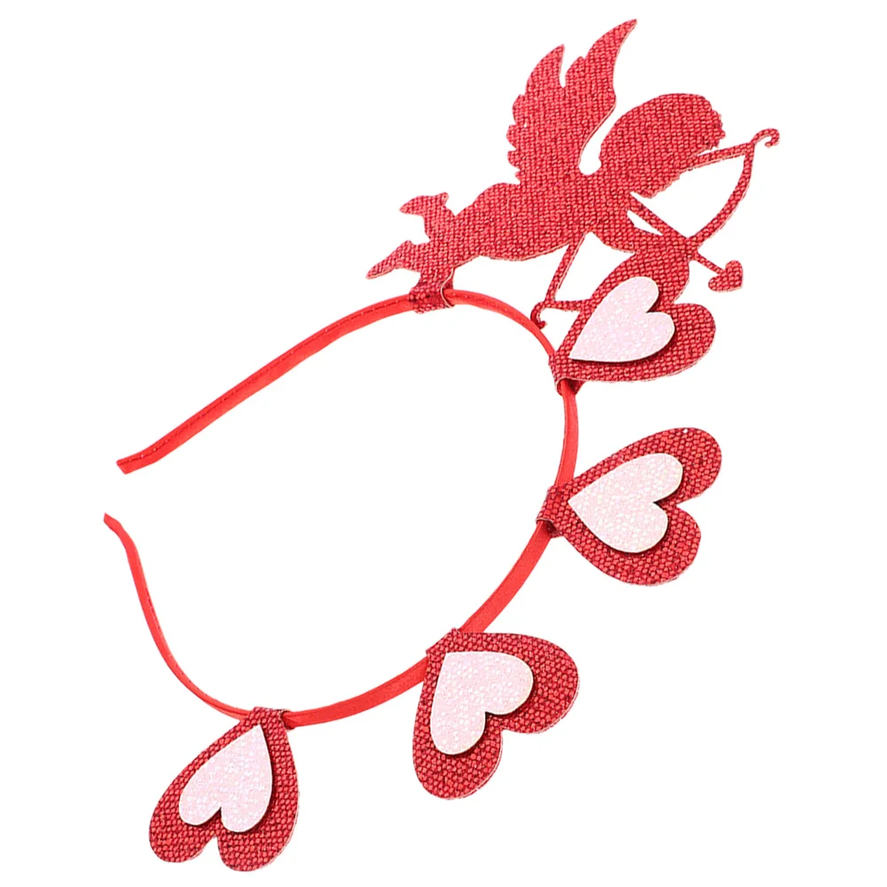 Rode hartvormige hoofdband Dames Valentijnsdag Feestaccessoires Verstelbare maat Glitter Vilt Materiaal Foto Prop Verjaardag