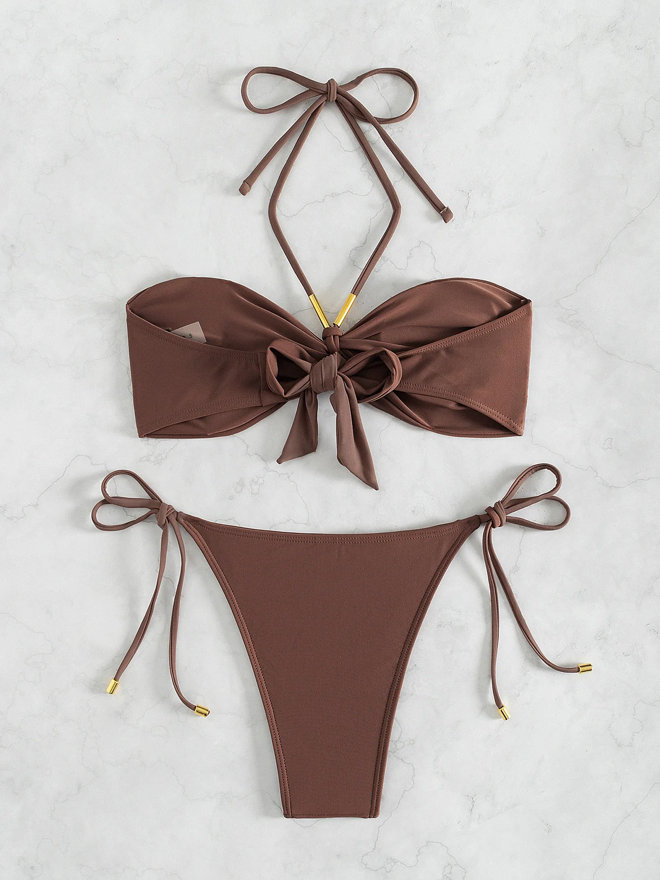 Damen Bademode 2025 Sexy Bandeau-Bikinis Badeanzug Biquini Beachwear Solider Badeanzug Sexy 2-teilige Bikini-Sets Badeanzug