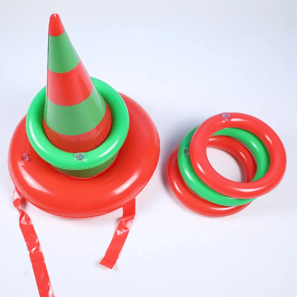 10Pcs Witch Hat Toss Inflatable Toss Game PVC Ring Game Lightweight Durable for Christmas Halloween Party Children Color