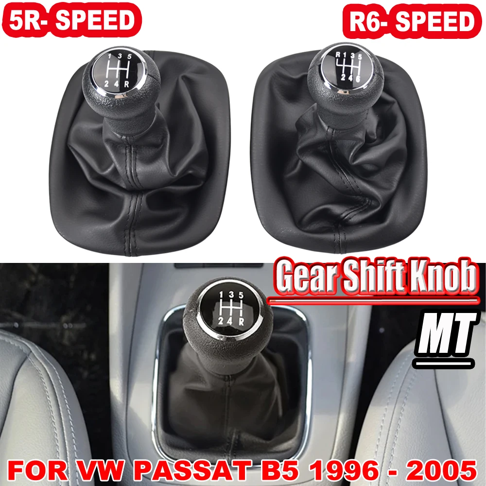 For VW Passat B5 5/6 Speed Manual Gear Shift knob With Gaiter Boot Cover 1996 1997 1998 2000 2001 2002 2003 2004 2005 Auto Parts