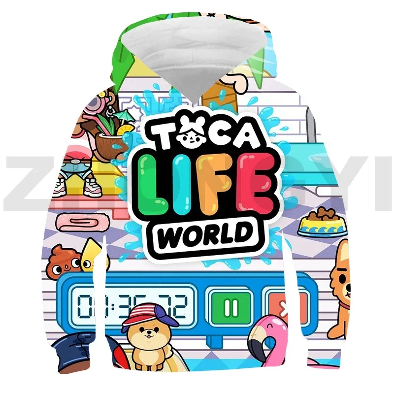 3D Toca Boca Hoodie Cute Boys Sweatshirts Toca Life World Oversized Casual Tracksuit Teens Anime Cartoon Merch Printed Pullovers