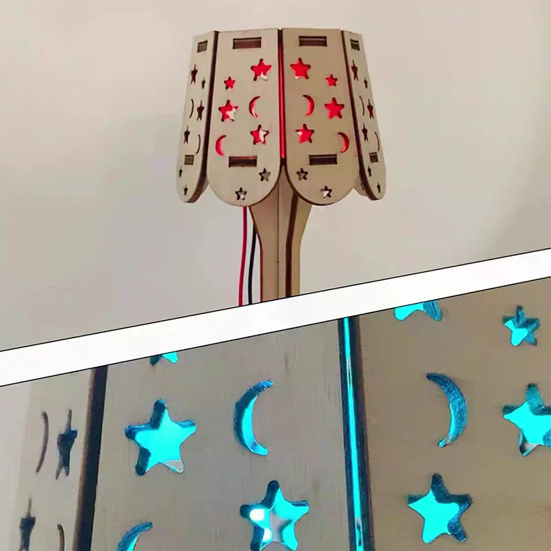 Kleurrijke kleine tafellamp DIY wetenschappelijke bouwprojecten 3D houten puzzels assemblagemodelset educatief speelgoed houtbewerkingsset