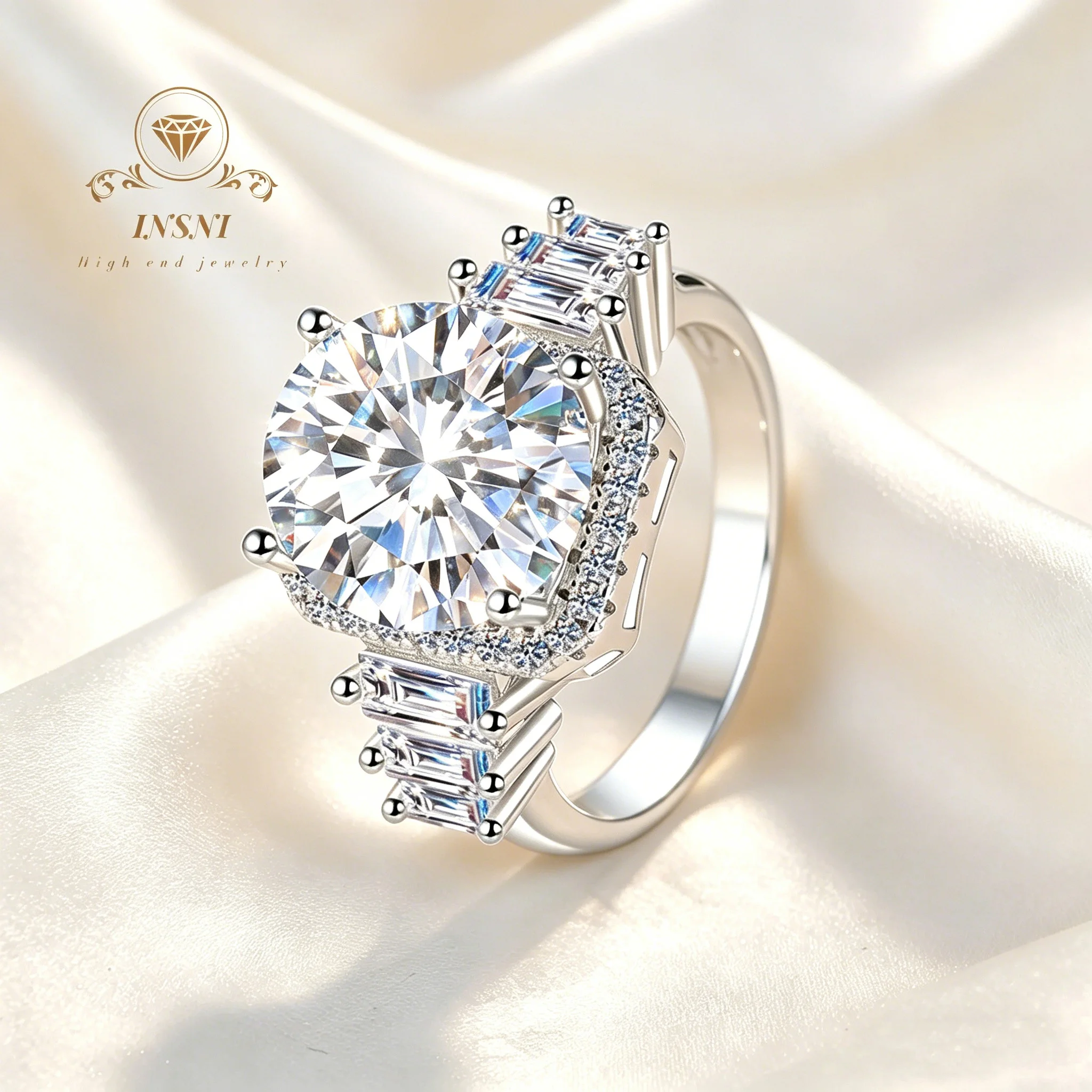 

5Ct Moissanite 925 Silver 8 Hearts Arrow Rings Bold Design Gift Stylish Durable Versatile Women Affordable Light Luxury Jewelry