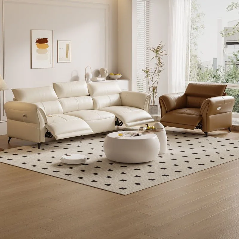 

Italian Design Brown Sofas Electric Reclining Luxury Armchair Salon Sofas Puffs Double Lounges Divano 2 Posti Home Furniture