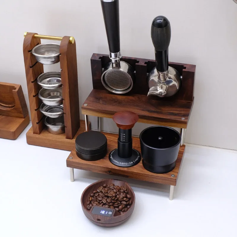 Double‑Layer Coffee Tool Storage Stand 58Mm Portafilter Tamper Holder Desktop Organizer