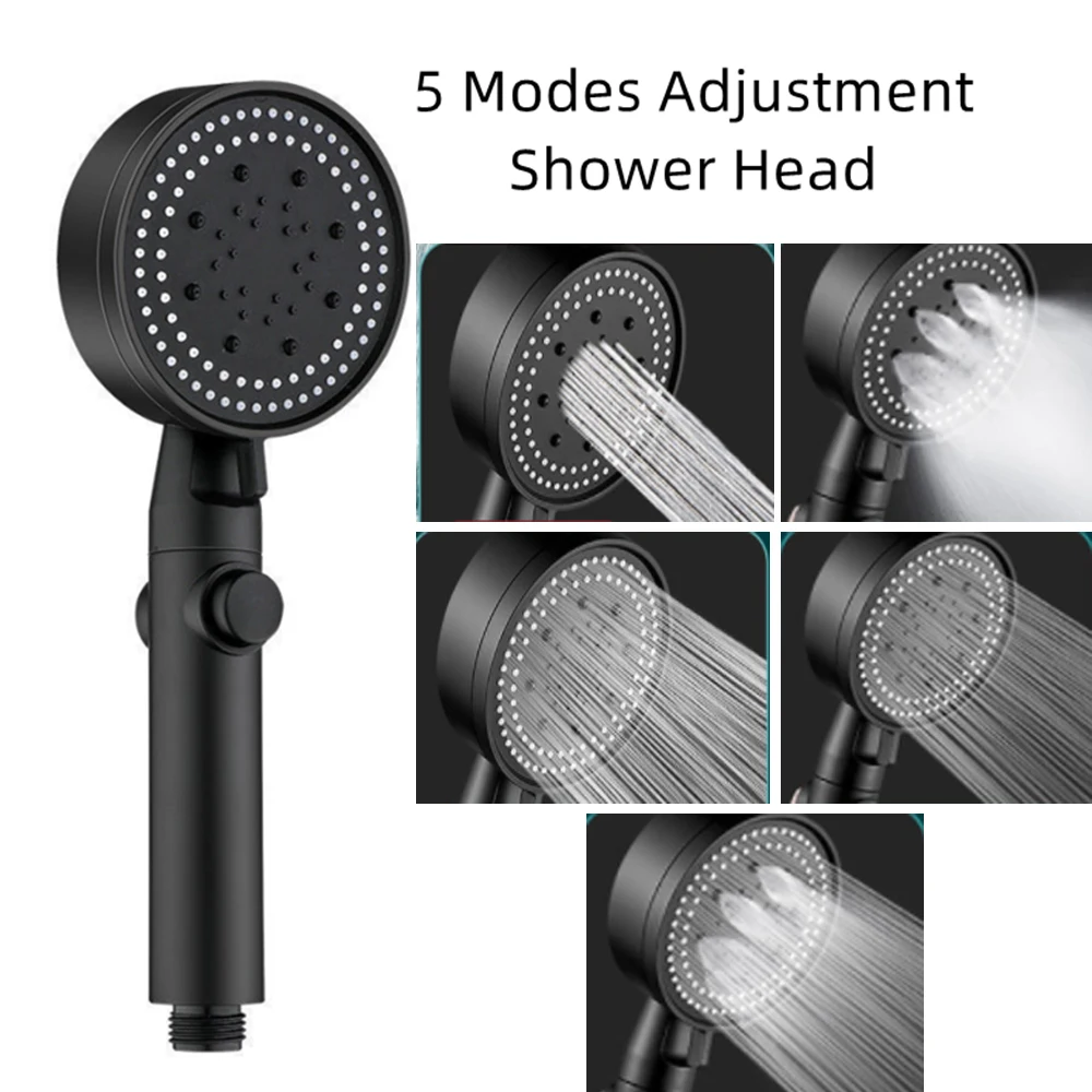 5 Modes Water Saving Shower Head Adjustable High Pressure Shower One-key Stop Water Massage Shower Head for Bathroom Accessories