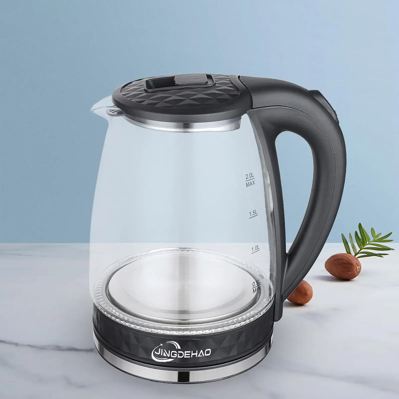 Electric Kettle 2L Electric Tea Pot Quick Heating Portable Auto Cut Off Hot Water Boiler for Daily Use Home Kitchen Hotel Office