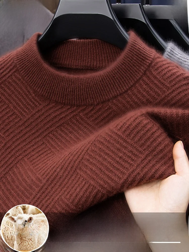 

Мужской свитер Pierre Cardin из чистой шерсти, утепленный, с круглым вырезом, вязаный, повседневный, комфортный, зимний, модный, для мужчин среднего возраста.