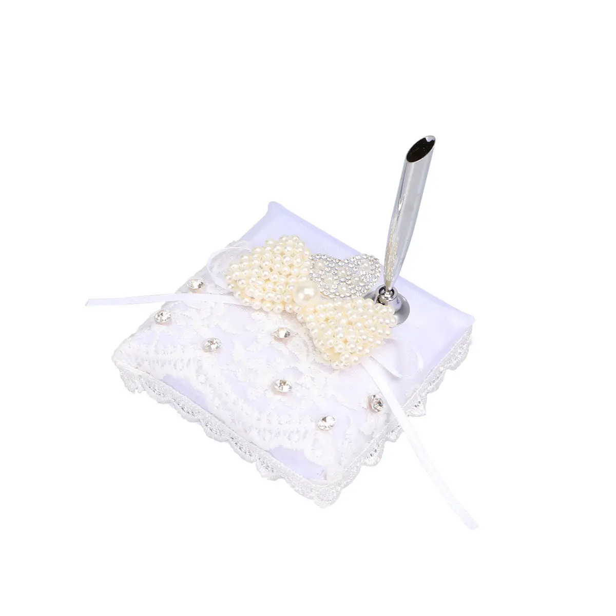 1Pcs Party Pen Stand Wedding Guest Book Accessory Density Board Base Ribbon Bowknot Heart Detail Exquisite Craft Bright Color