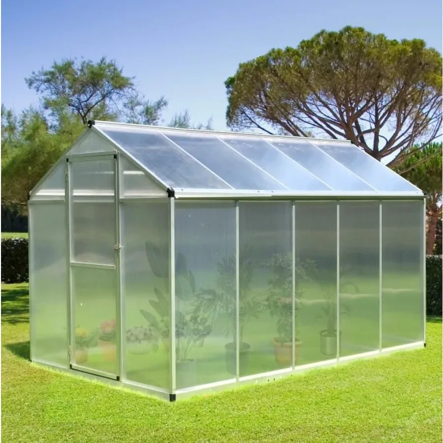 

Greenhouse for Winter; 10' L x 6' W Walk-In Polycarbonate Greenhouse, transparent, durable UV-resistant polycarbonate panels