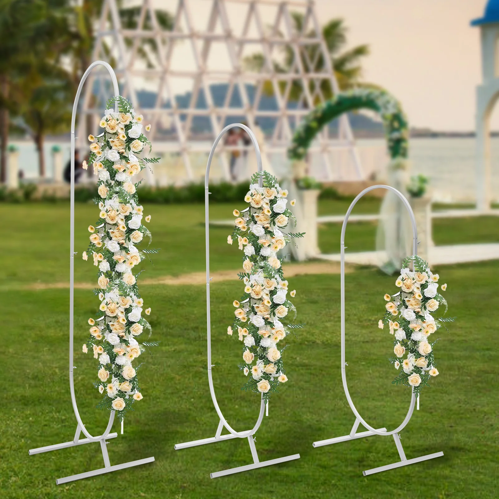 

Metal Arch Backdrop Stands Wedding Balloon Arched Backdrop Stands Oval Arch Frame for Birthday Party Bridal Baby Shower