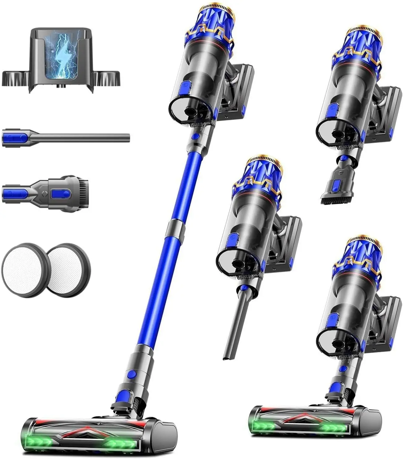 Upgraded Cordless Vacuum Cleaner for Home, 650W 60KPA Wireless Stick Vacuum with 70-Min Runtime, Self-Standing Design, Anti-Tangle Brush, OLED Display, 1.8L Dust Cup for Pet Hair, Carpets & All Floors