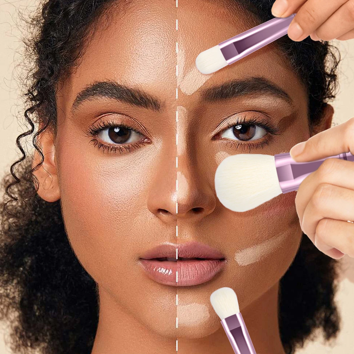 Maange 6 Stuks Make-Up Borstels Set Beginnersvriendelijk Voor Foundation Poeder Oogschaduw Zachte Borstelharen Gezicht Make-Up Tool Voor Reizen Schoonheid