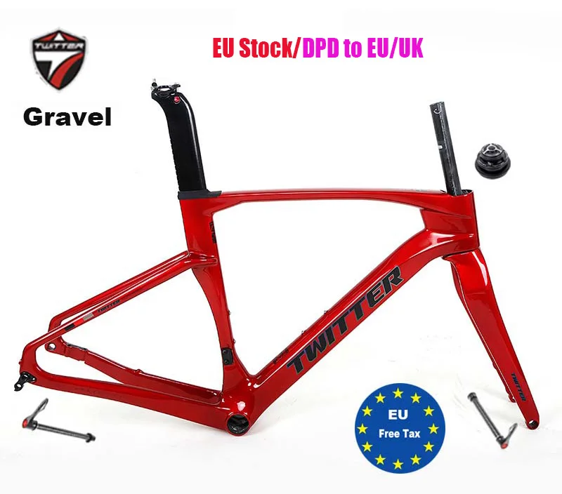 Twitter-Carbon Racing Bike Frameset, Gravel Thru Axle, 12x142mm Disc Brake, 700CX40C, Frame, Ultralight InnerCable ,EU Stock,DPD